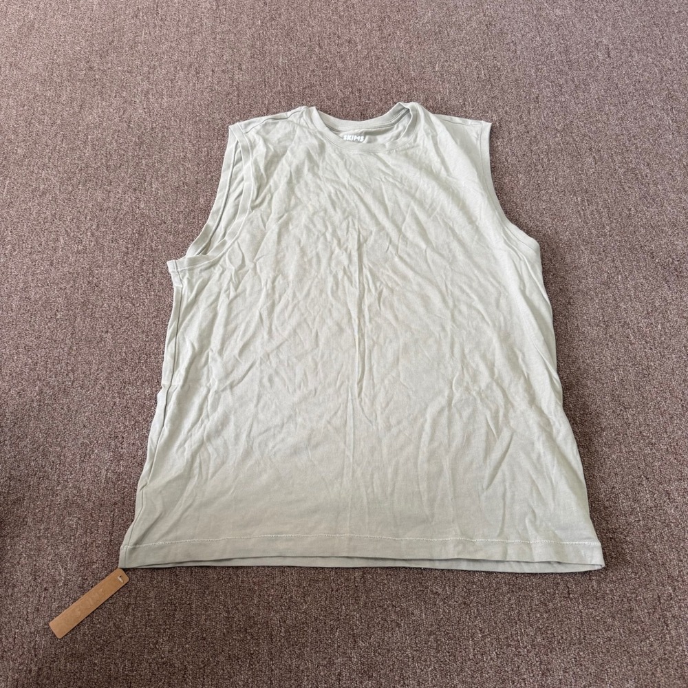 Skims Cotton Sleeveless T-Shirt‎ Talc Muscle Tank Top SL-TNK-8114M Size L NWT